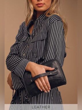 We the Free Traveler Black Leather Wallet Free People Sheep’s Leather Crossbody